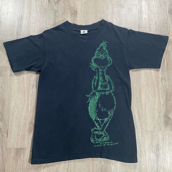Vintage Universal Studios The Grinch T-Shirt TV Show Size Small Black Green - Picture 1 of 6